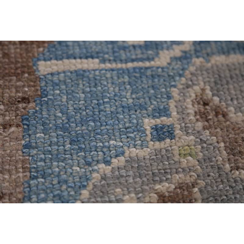 Hand Knotted Oriental 100% Wool Carpet Transitional Geometric Brown Oushak Area Rug - 12' 6'' X 8' 6''
