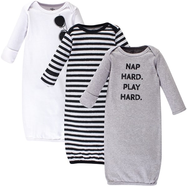 slide 1 of 1, Little Treasure Baby Boy Cotton Long-Sleeve Gowns 3pk, Nap Hard 0-6 Months - Nap Hard