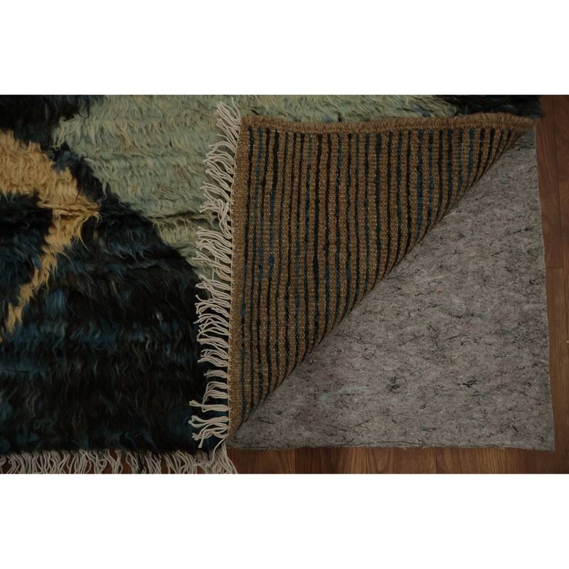 Hand Knotted Oriental 100% Wool Carpet Modern Tribal Multi-Colored Moroccan Area Rug - 9' 10'' X 6' 8''