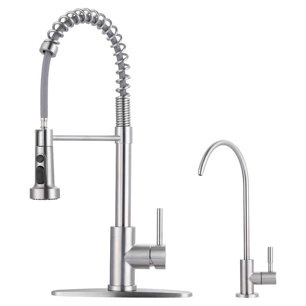 WOWOW Three Function Pull Down Kitchen Faucet with Drinking Water Faucet