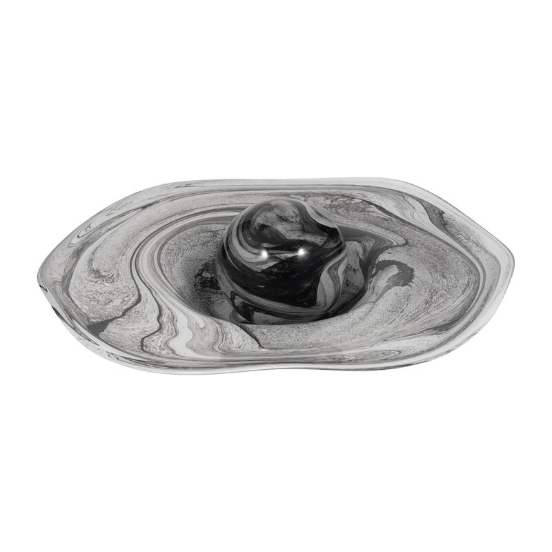 Glass Decorative Tray Marbled Swirl Pattern Modern Design Home Office