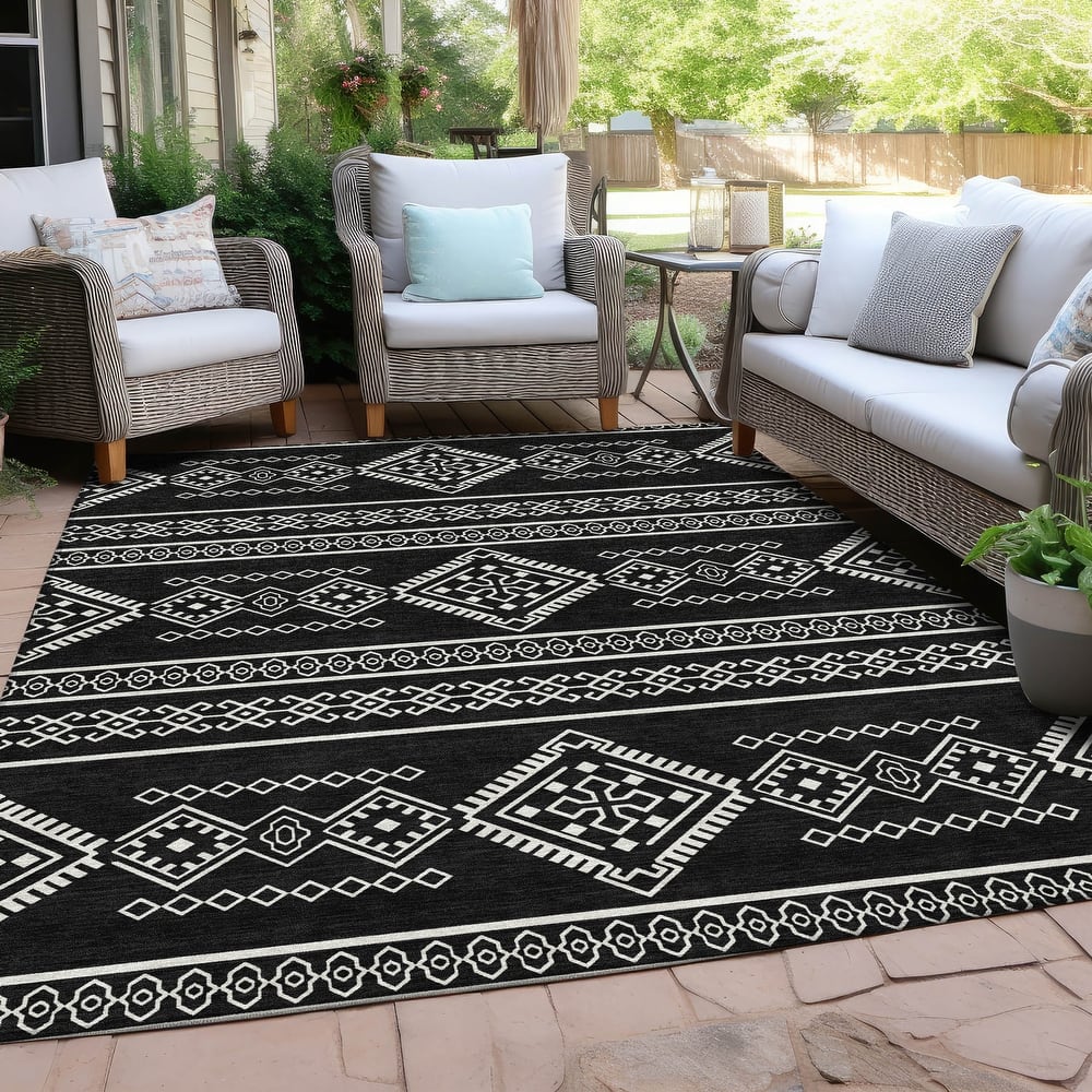 Machine Washable Indoor/ Outdoor Chantille Moroccan Boho Rug
