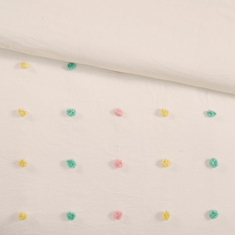 Intelligent Design Kids Ensley Cotton Jacquard Pom Pom Duvet Cover Set