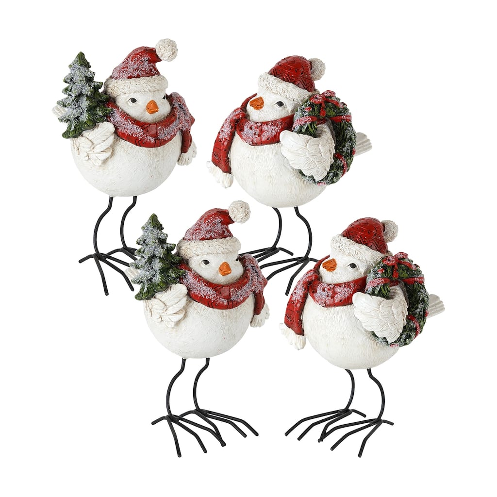 Bird w/Santa Hat (Set of 4)