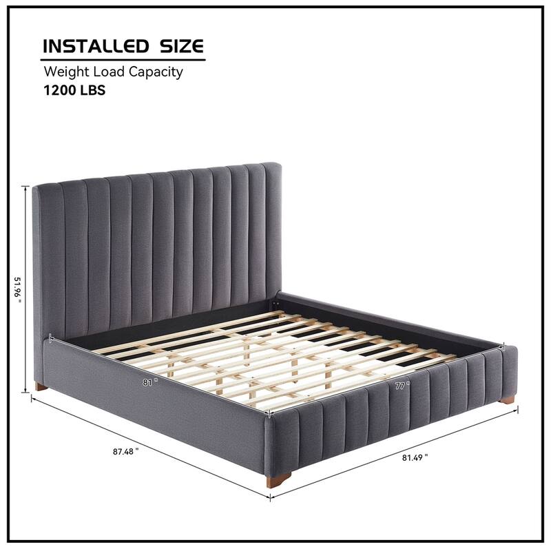 King Size Modern Design Bed Frame Upholstered Queen Bed Frame Platform