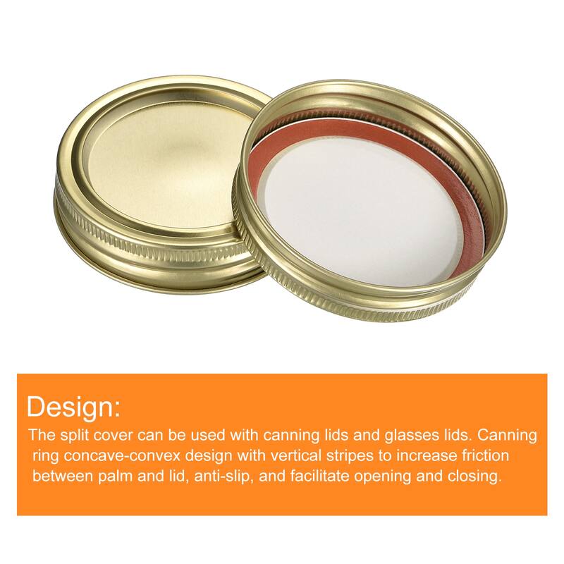 Canning Lids, 12 Sets - Tinplate Split-Type Mason Jar Lids and Bands