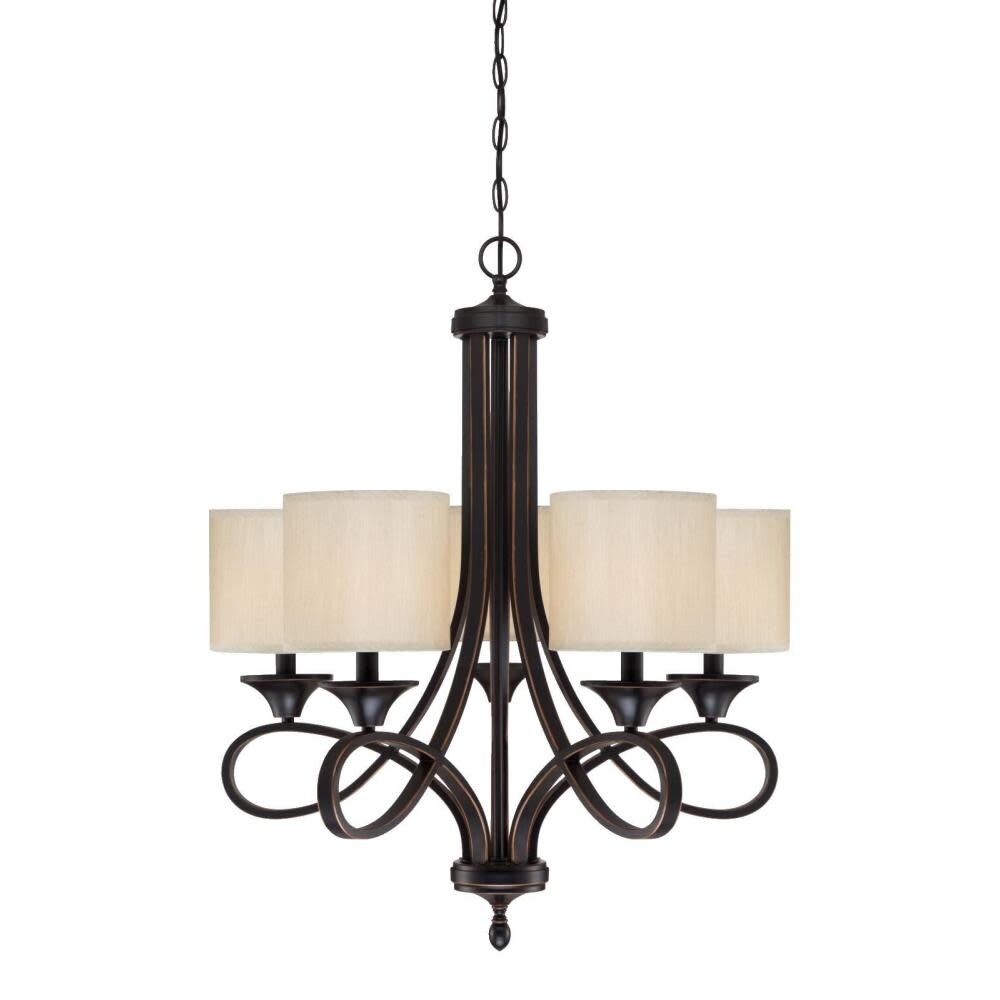 Westinghouse 6302900  Lenola 5 Light 25" Wide Shaded Chandelier with Fabric Shades - Chandeliers For Bedrooms by Overstock.com
