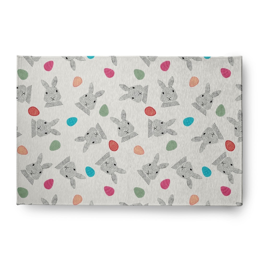 Bunnies and Eggs Easter Chenille Rug