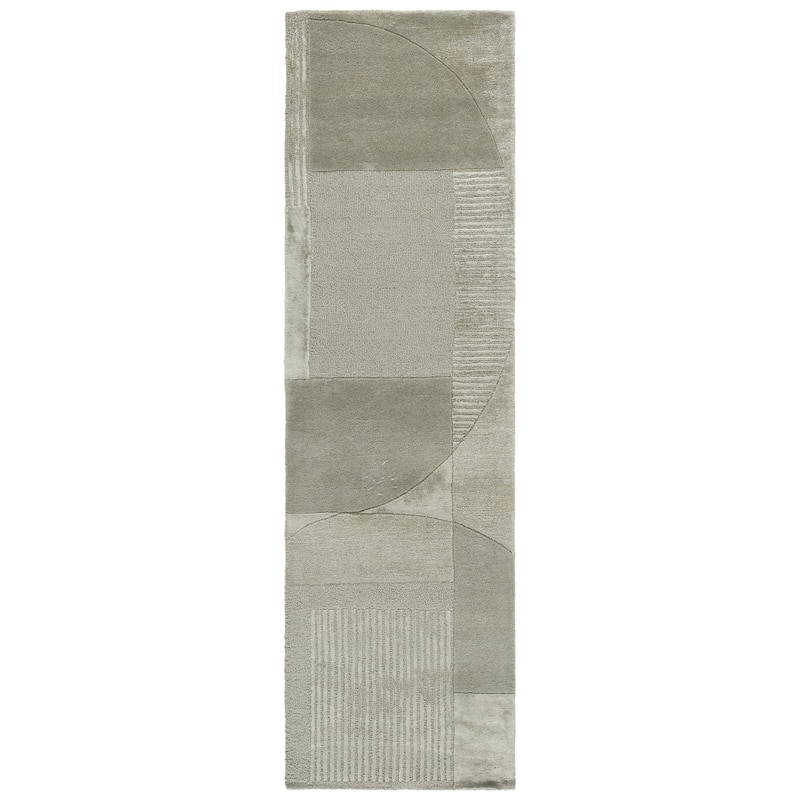SAFAVIEH Handmade Fifth Avenue Theresine Mid-Century Modern Viscose Rug - 2'3" x 8' Runner - Sage/Beige