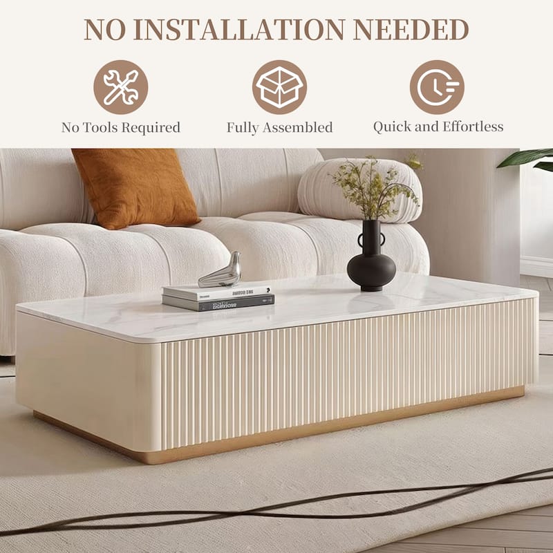 Modern TV Stands with Glossy Sintered Stone, 4-6Drawers, White & Gray