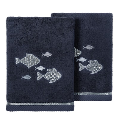 Authentic Hotel and Spa Turkish Cotton Figi 2PC Embellished Hand Towel Set