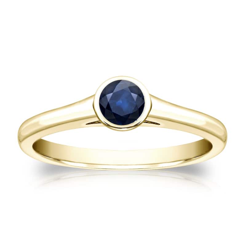 Auriya 14k Gold 1/4ct Bezel-set Solitaire Sapphire Engagement Ring - Yellow - 4
