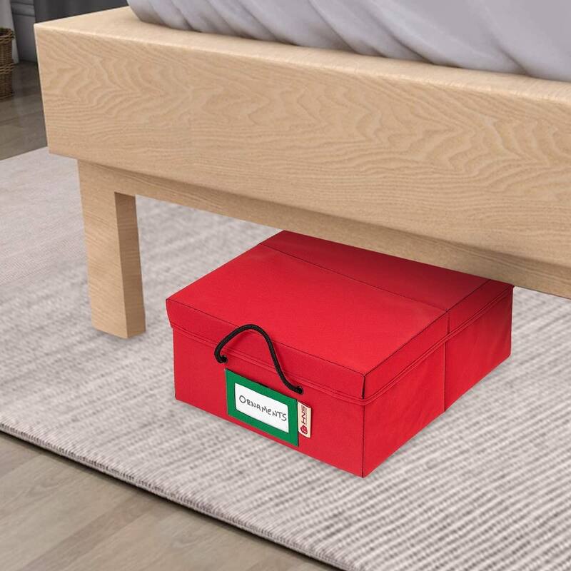 HOLDN’ STORAGE Underbed Christmas Ornament Storage Container Box with Dividers