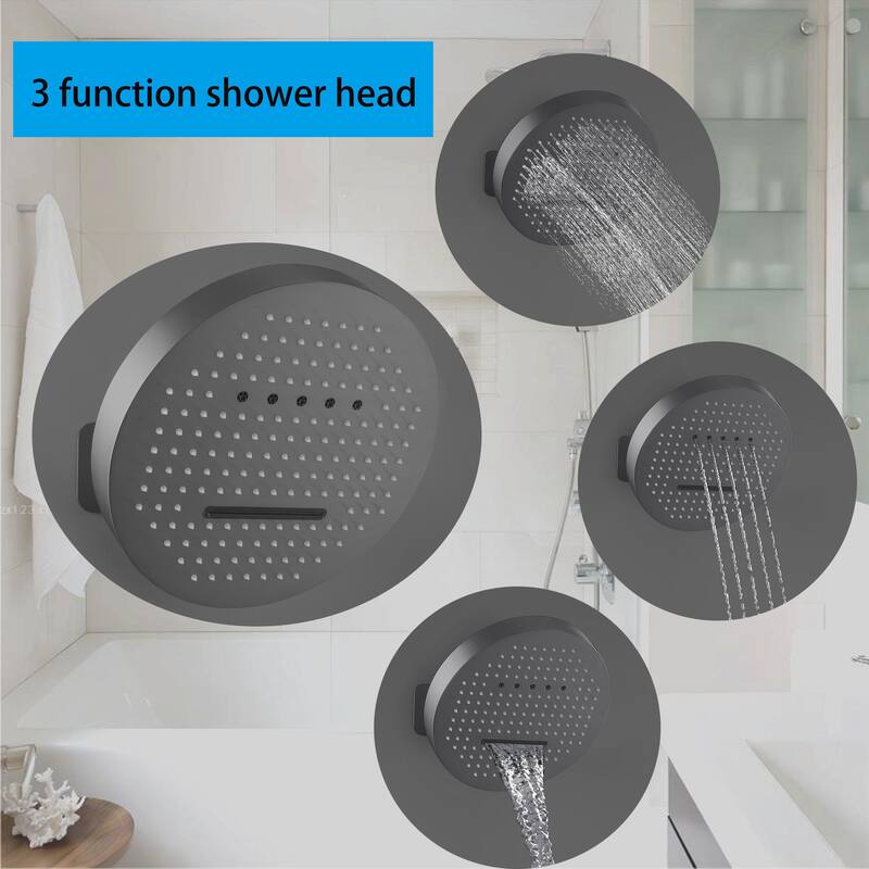 Modland 3-Function Shower System - Gunmetal/Matte Black, Bathtub Spout, 10-Grade Salt Spray