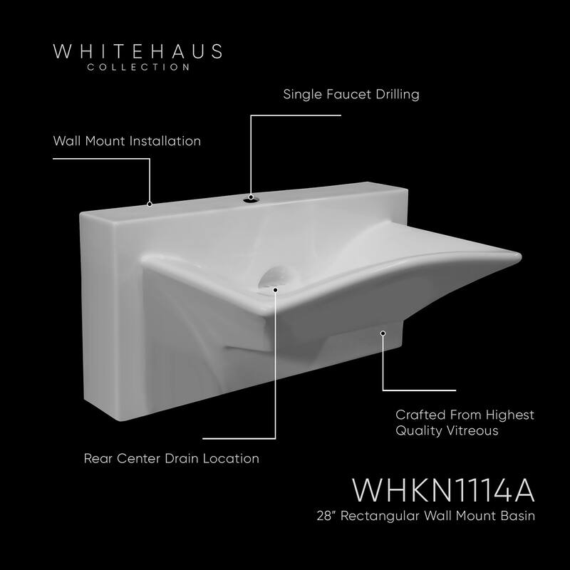 Whitehaus Isabella 27-7/8" Rectangular Porcelain Wall Mounted Bathroom