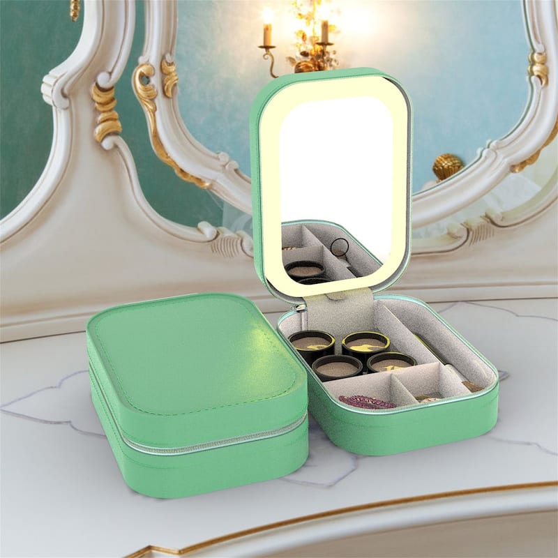 Portable Makeup Case with Rechargeable LED Mirror
