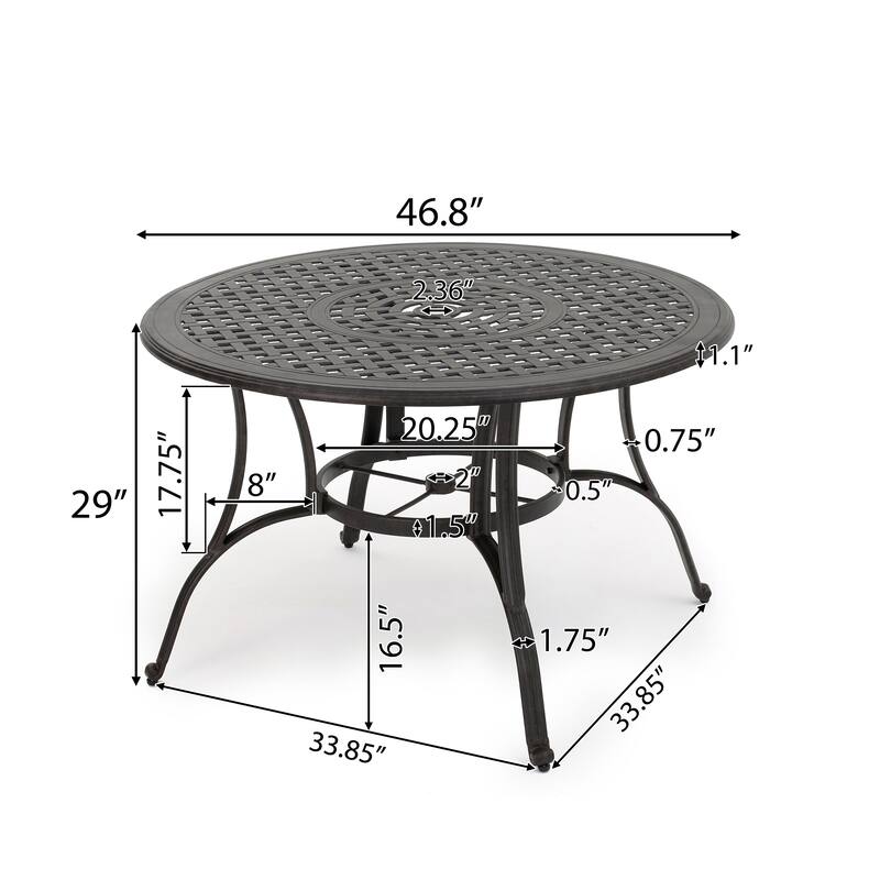Alfresco Outdoor Cast Aluminum Circular Dining Table (ONLY) by Christopher Knight Home - 48.43 L x 48.43 W x 28.74 H