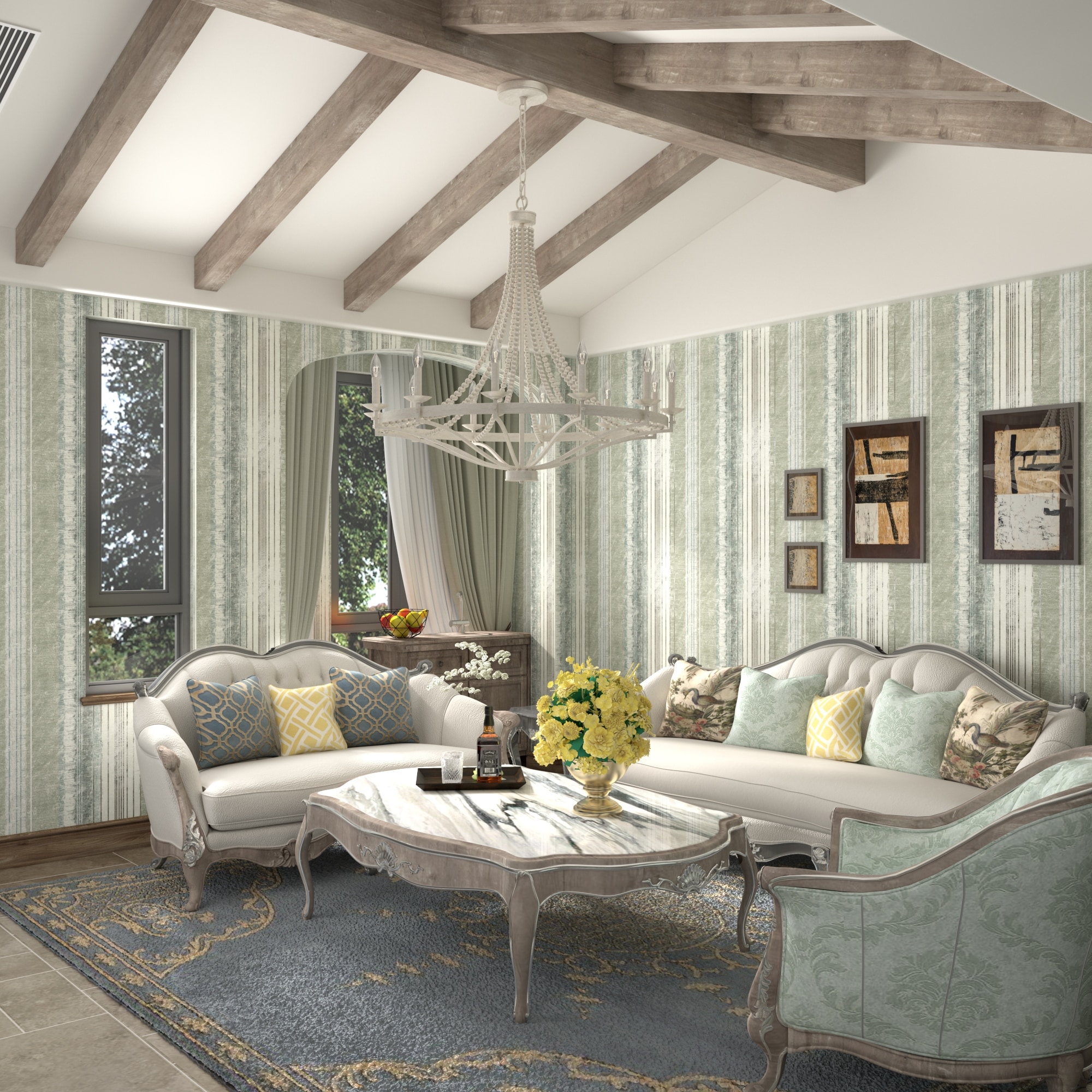 Fidenza Empire 12-light Farmhouse Coastal Beaded Chandelier-image