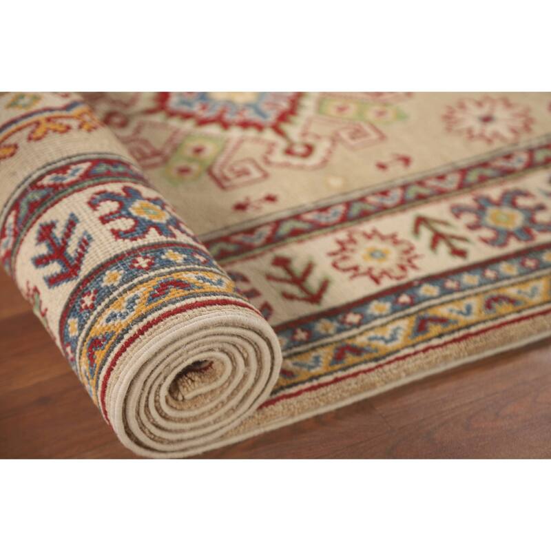 Geometric Kazak Runner Rug Handmade Wool Carpet - 2'10" x 13'0"