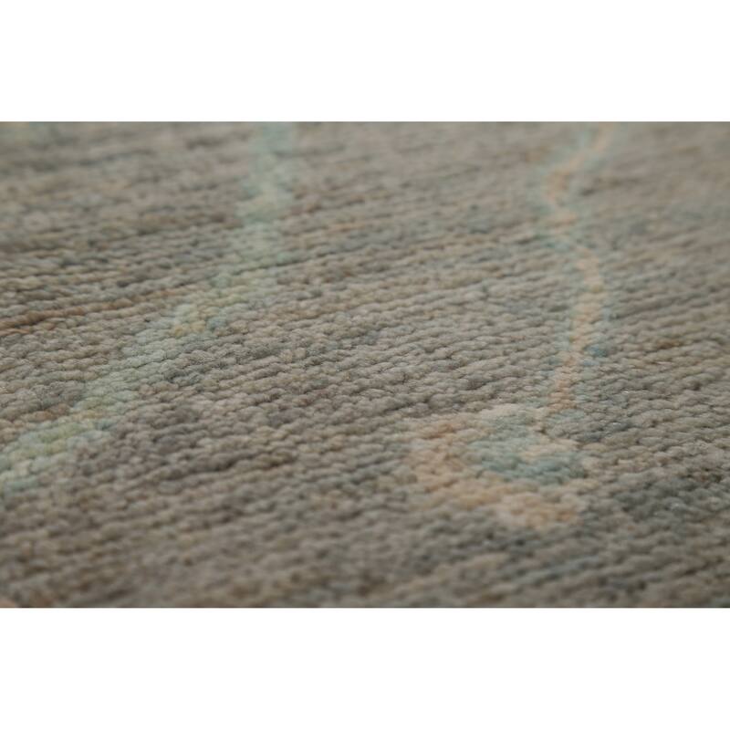 Hand Knotted Oriental 100% Wool Carpet Transitional All-Over Greys & Charcoal Oushak Area Rug - 6' 10'' X 5' 0''