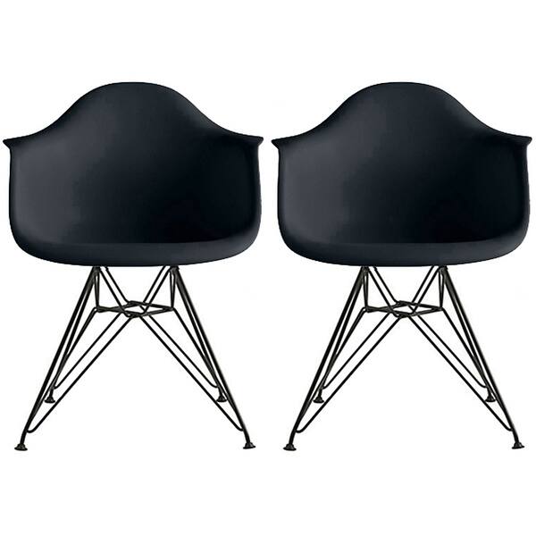 2xhome Set Of 2 Modern Plastic Armchair With Black Eiffel Wire Legs Dining Molded Arm Chair On Sale Overstock 21221617