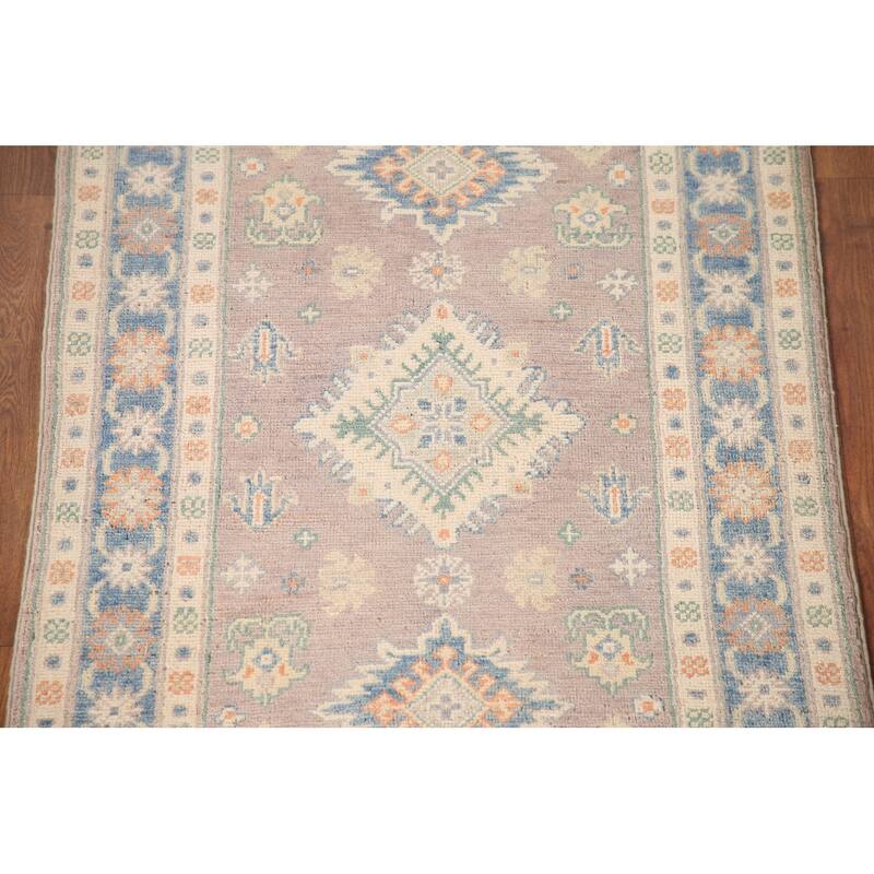 Geometric Kazak Foyer Rug Handmade Wool Carpet - 2'7" x 4'1"