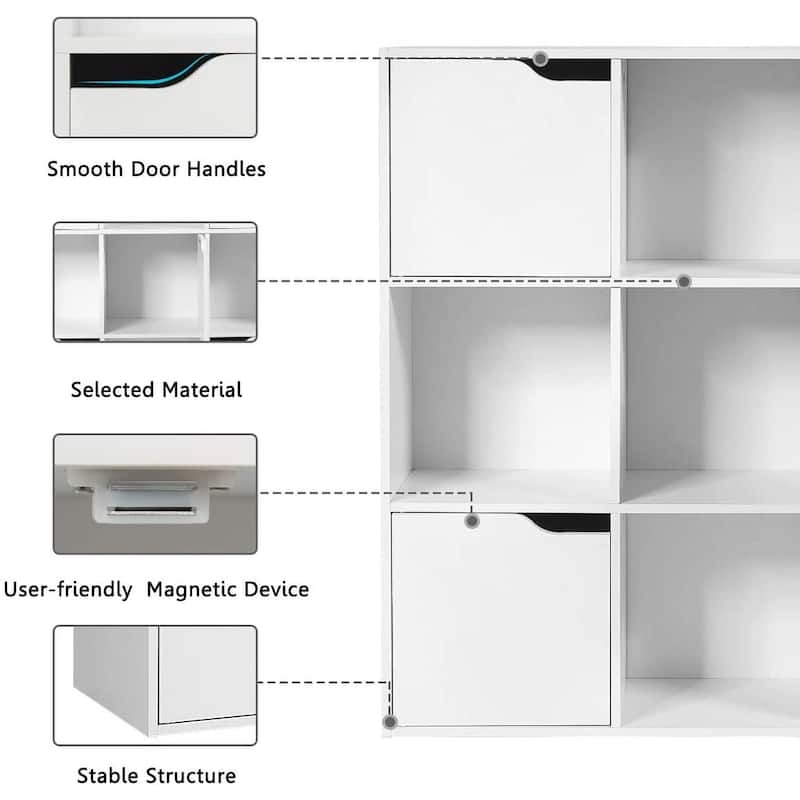 9 Cube Wooden Bookcase Freestanding Storage Shelf for Home Office