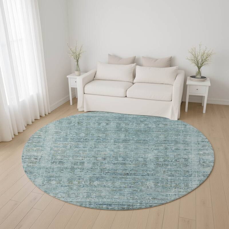 Premium Washable Super Soft Vintage Traditional Mayfield Rug - Sky - 8' x 8'