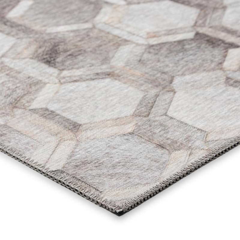 Indoor/ Outdoor Laredo Hexegon Faux Hide Patchwork Washable Area Rug
