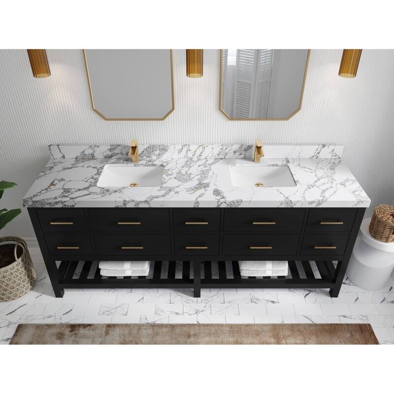 Willow Collections 84 in. W x 22 in. D Parker Double Sink Bathroom vanity with Regular Countertop