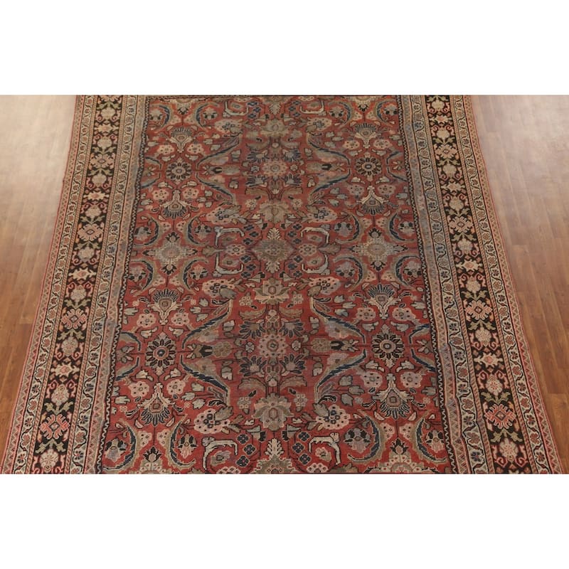 Pre-1900 Antique Floral Mahal Persian Area Rug Handmade Wool Carpet - 9'2"x 12'10"