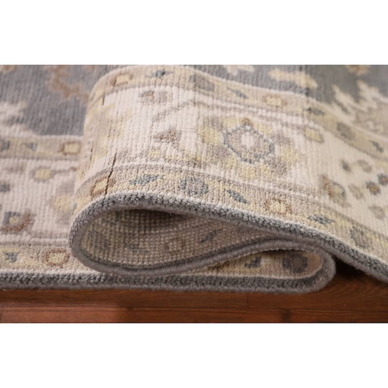Gray Oushak Oriental Area Rug Handmade Floral Wool Carpet - 3'11" x 6'0"