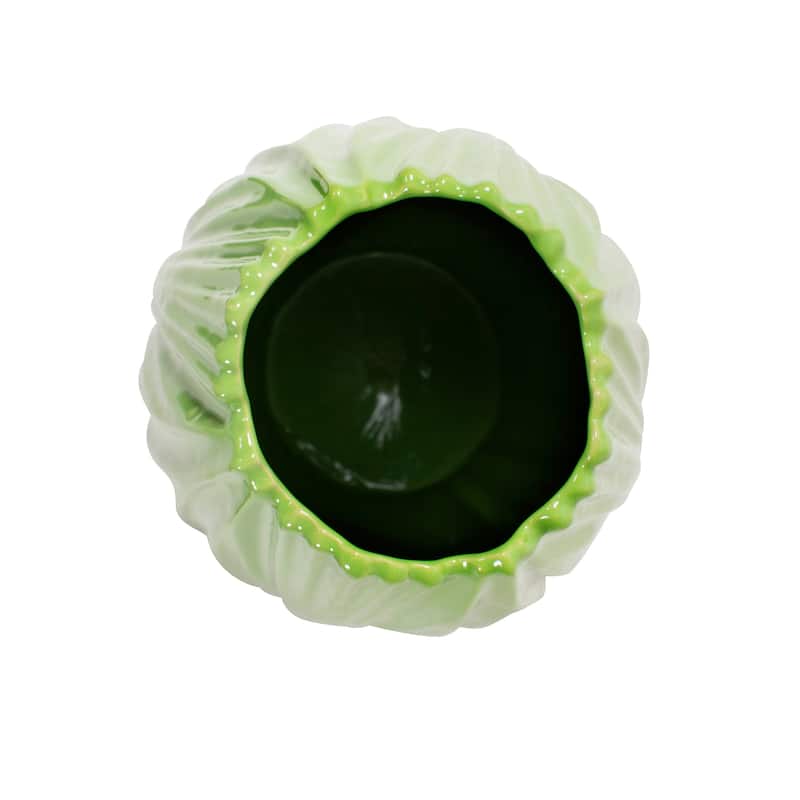 Allan Andrews Contemporary Glossy Green Curved Detailed Ceramic Vase