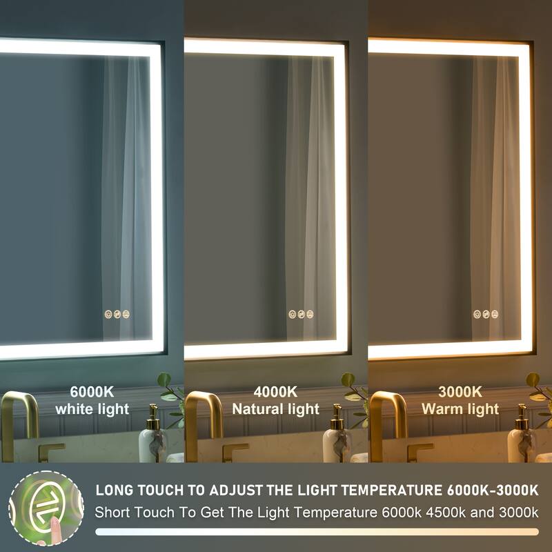Wall Mounted Bathroom Heavy Duty Framed LED Mirror With bright light And And Memory Function