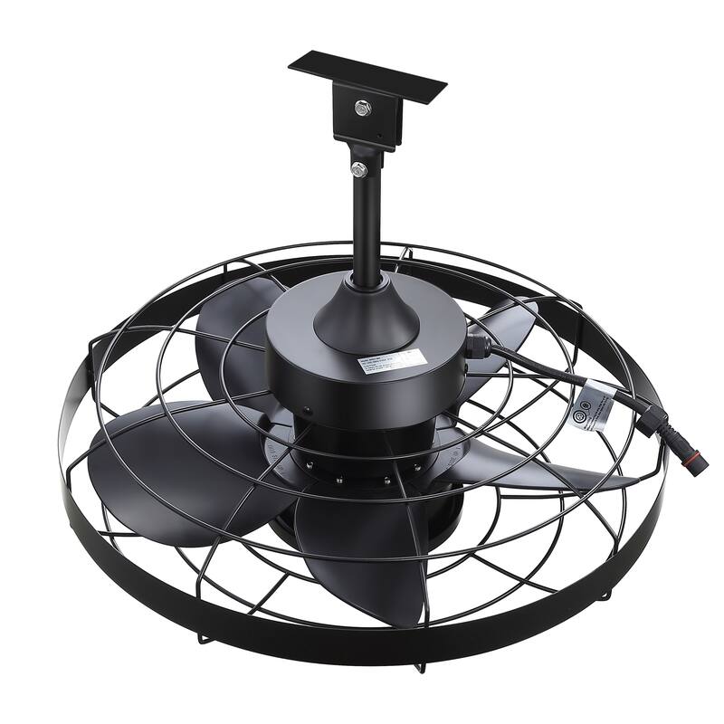 20" 5-Blade Waterproof Plug-in Outdoor Ceiling Fan with Dimmable LED Light and Remote
