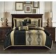 preview thumbnail 6 of 22, Grand Avenue Daniella 7-Piece Modern Geometric Comforter Set Black/Gold - California King