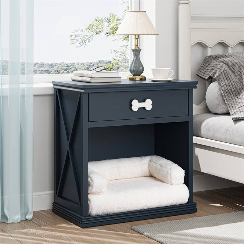 Wood Storage Cabinet with Led Light and Drawer