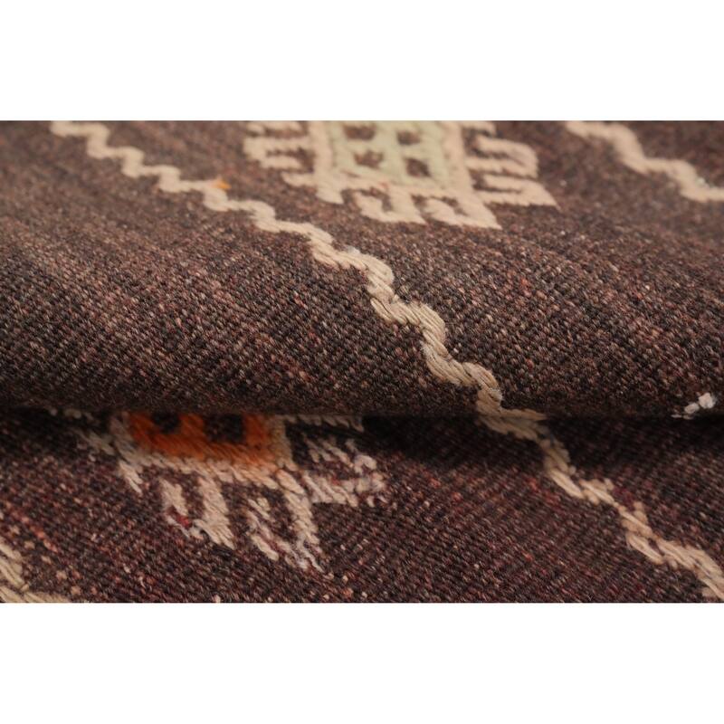 Hand Woven Oriental 100% Wool Carpet Southwestern Tribal Brown Kilim Area Rug - 9' 0'' X 5' 4''