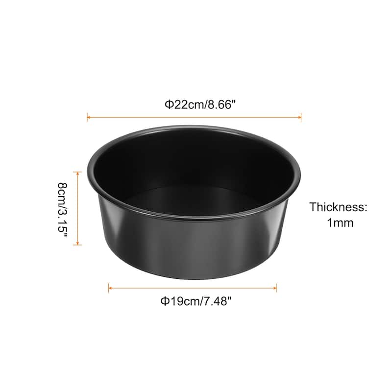 Round Cake Pan w Removable Loose Bottom Anodized Aluminum Baking Pan - Black - 8"
