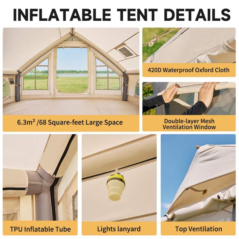 DoCred Inflatable Tent with Pump, Extra Large Inflatable House Tents