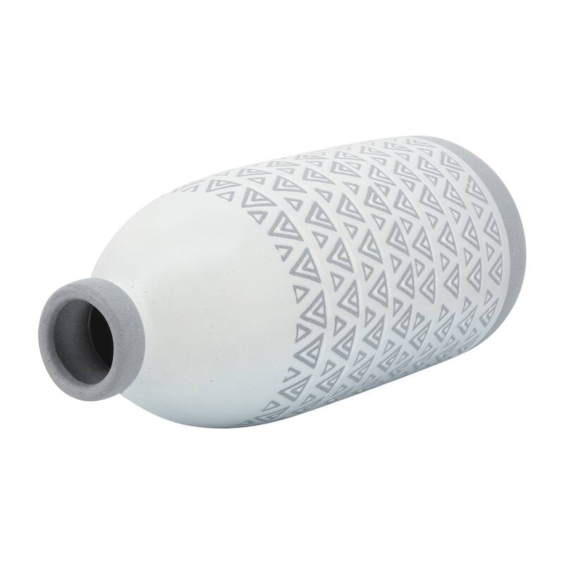 Ceramic Carved Aztec Decorative Flower Vase - Gray, 18"