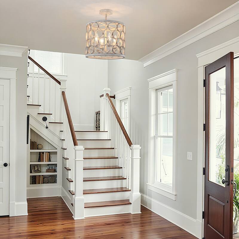 4 - Light Metal Ring - Shaped Semi - Flush Mount Ceiling Light
