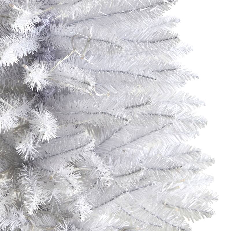 3ft. Slim White Artificial Christmas Tree with 50 Warm White LED Lights & 161 Branches - Compact Modern X-Mas Accent