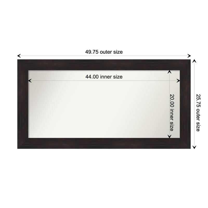 Furniture Espresso Framed Non-Beveled Custom Wall Mirror, Bathroom Vanity Mirror - Outer Size: 49.75 x 25.75