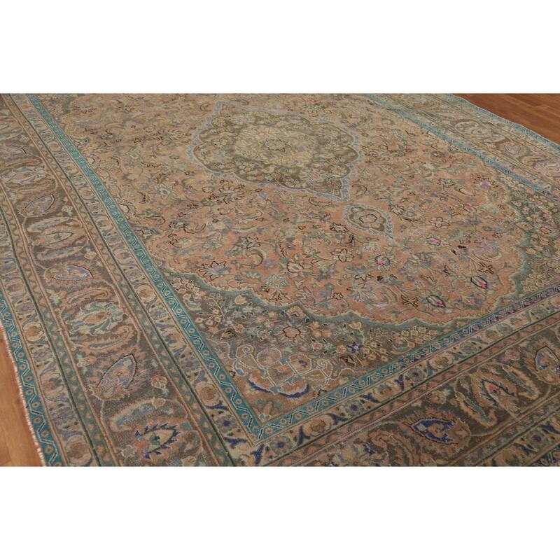 Traditional Mashad Persian Area Rug Handmade Wool Carpet - 9'3" x 12'10"