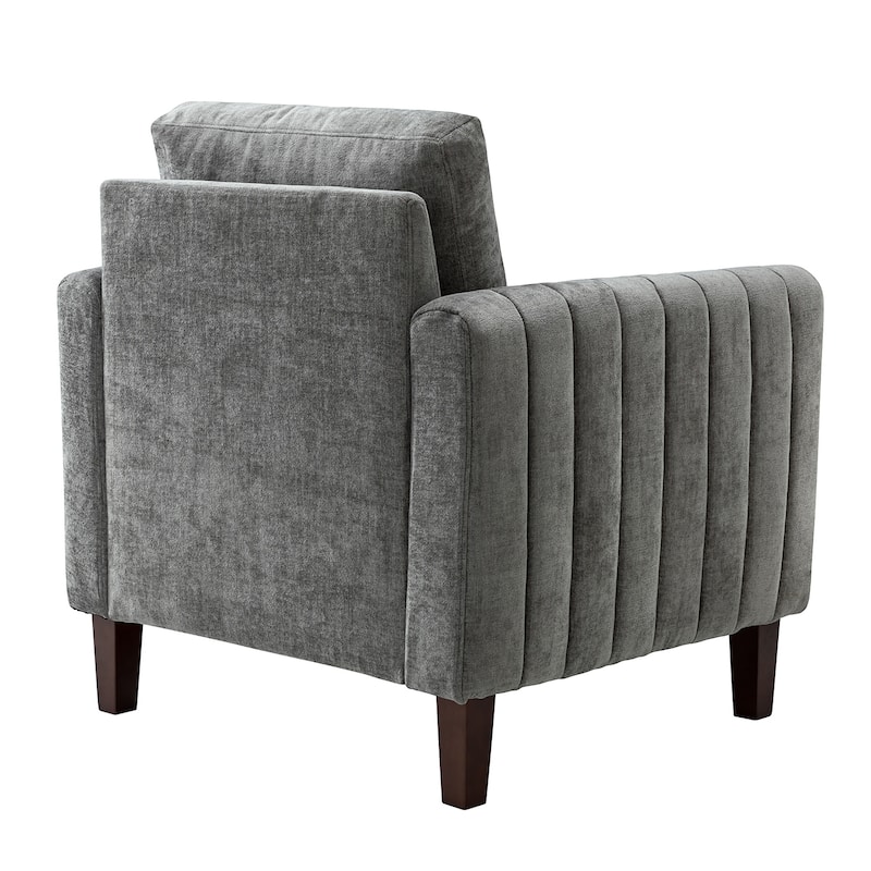 Ganymedes Upholstered Accent Club Chair with Wood Legs by HULALA HOME