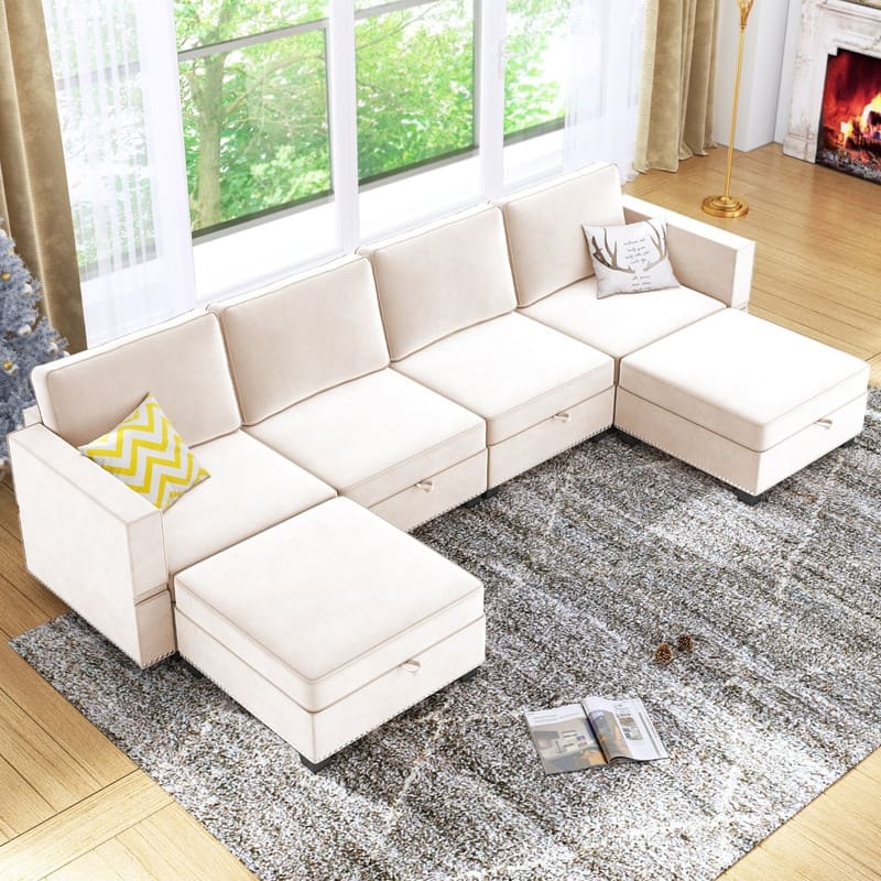Mixoy 6-Seater Transferable Position Free Combination Sectional Sofa with Storage
