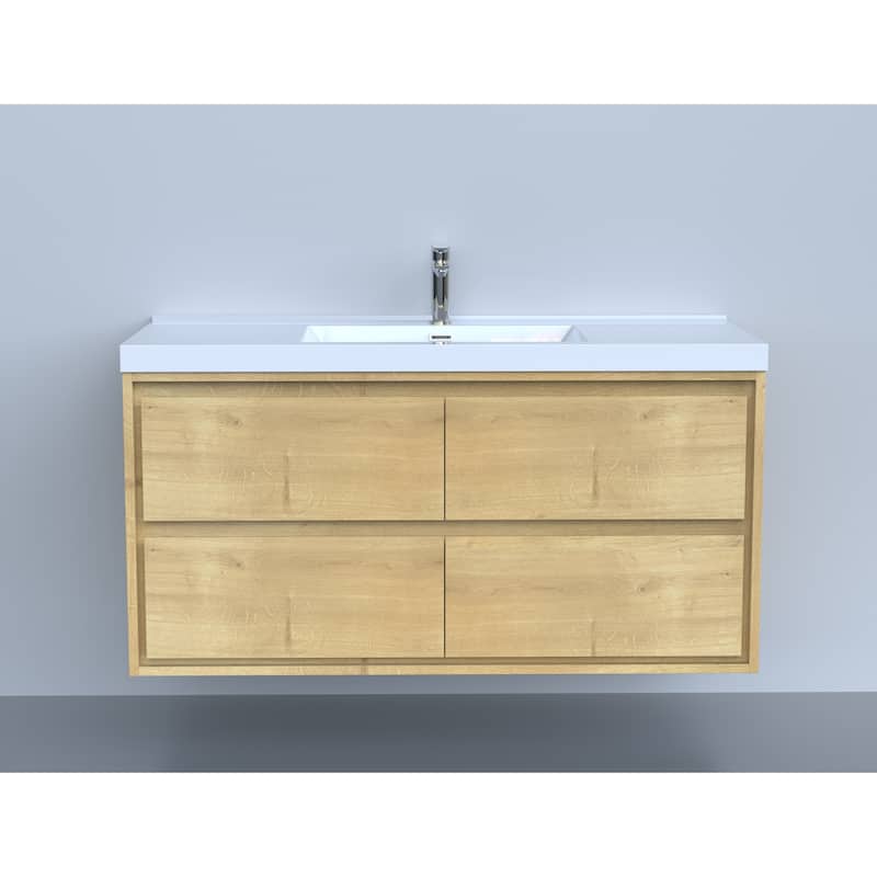 Sage 60" wall mounted bathroom vanity with single basin acrylic top