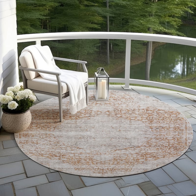 Machine Washable Indoor/ Outdoor Vintage Traditional Chantille Rug