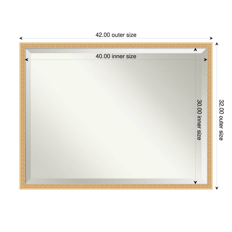 Bethany Beveled Wood Framed Wall Mirror - 42 x 32 in - Bethany Gold